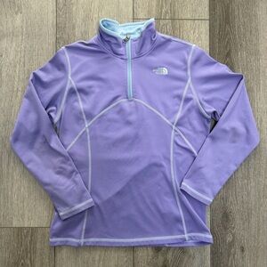 THE NORTH FACE 1/4 ZIP LONG SLEEVE PULLOVER PURPLE LARGE